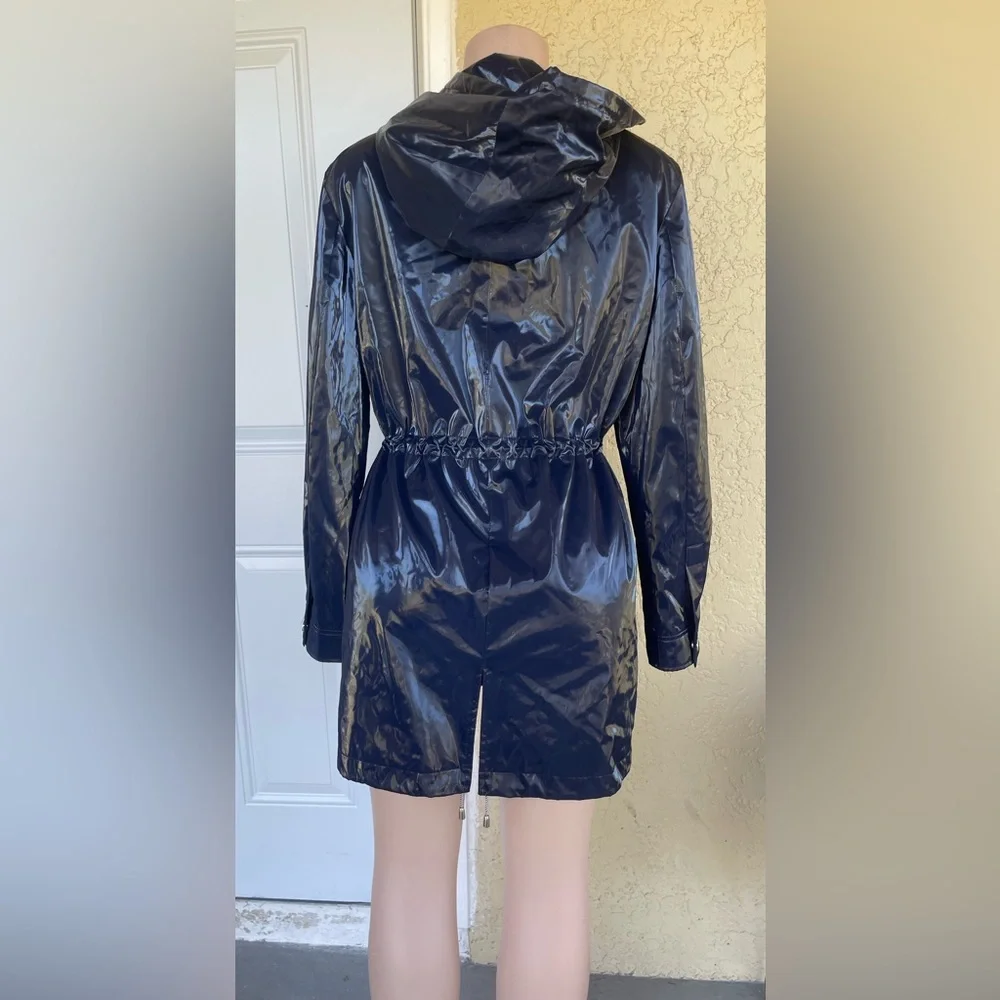 Jane Post Shiny Navy Hooded Utility Jacket - Picture 3 of 16